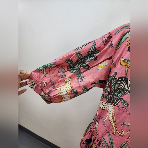 Fox & Hen Pink Animal & Leaf Print Dress Size XLarge - Picture 15 of 16